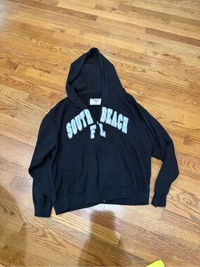 South Beach FL Black Zip Hoodie